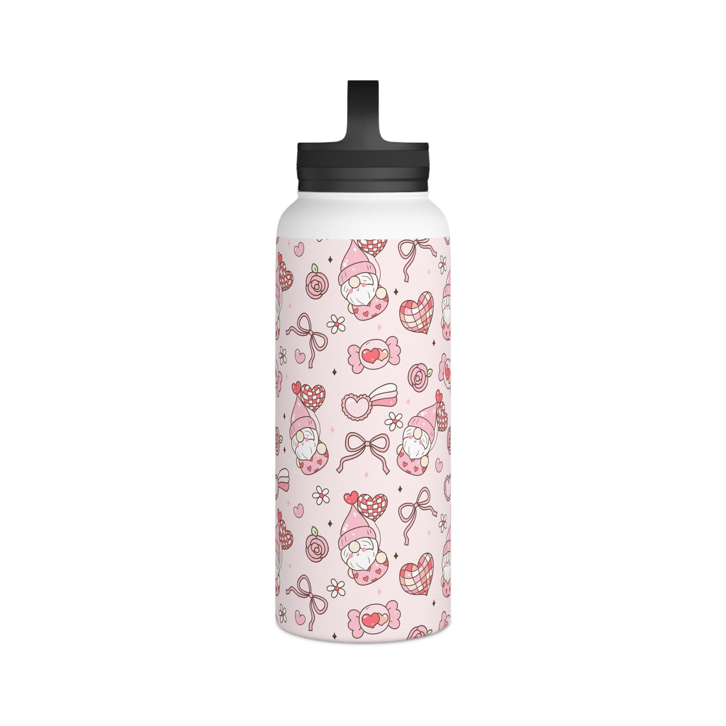 Cute Pink Gnome Stainless Steel Water Bottle, Fun Travel Mug, Gift for Gnome Lovers, Outdoor Hydration, Kids Birthday Favor