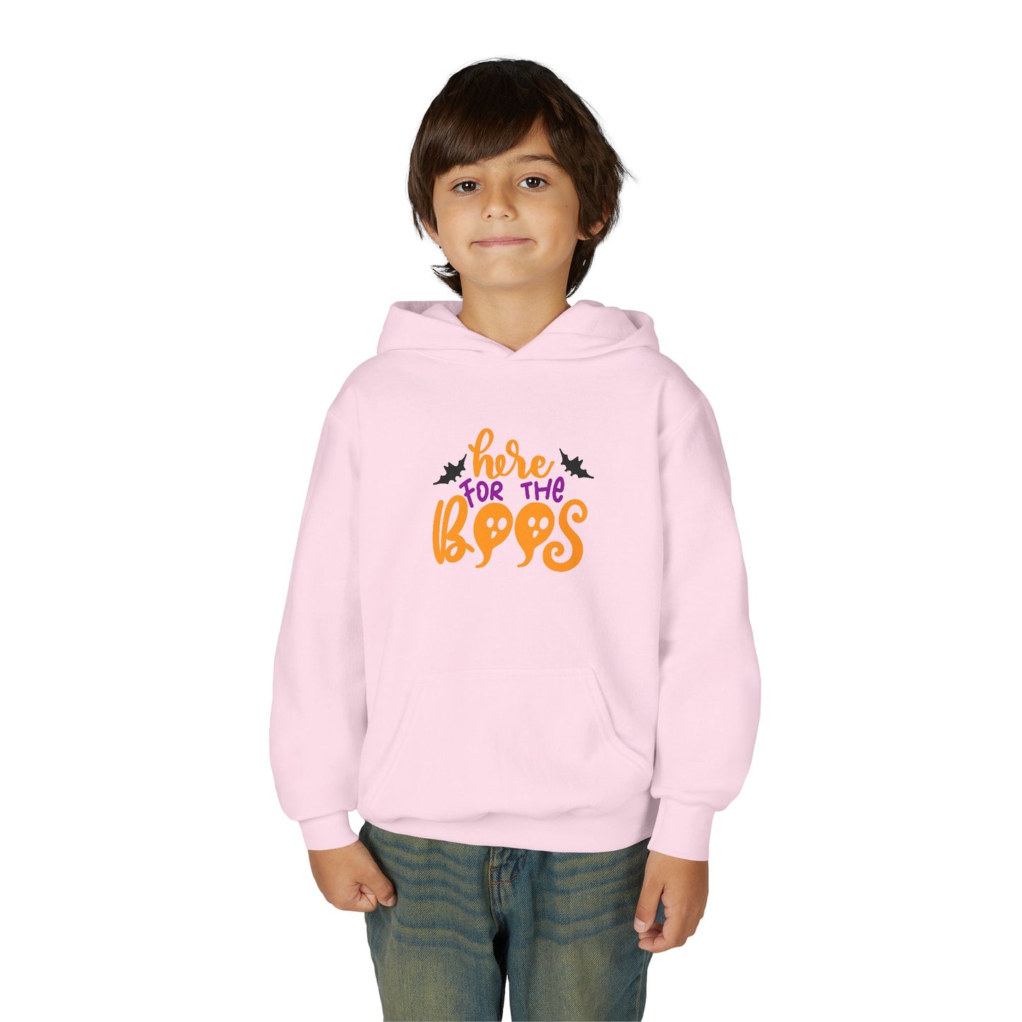Halloween Youth Hoodie – "Here for the Boos" | Collection Elegance Wear Kids