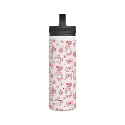 Cute Pink Gnome Stainless Steel Water Bottle, Fun Travel Mug, Gift for Gnome Lovers, Outdoor Hydration, Kids Birthday Favor