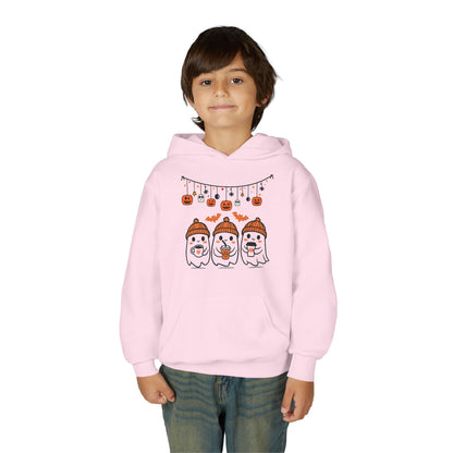 Halloween Ghosts Hooded Sweatshirt for Kids, Cozy Halloween Apparel, Fall Fashion, Spooky Season Gift, Youth Hoodie