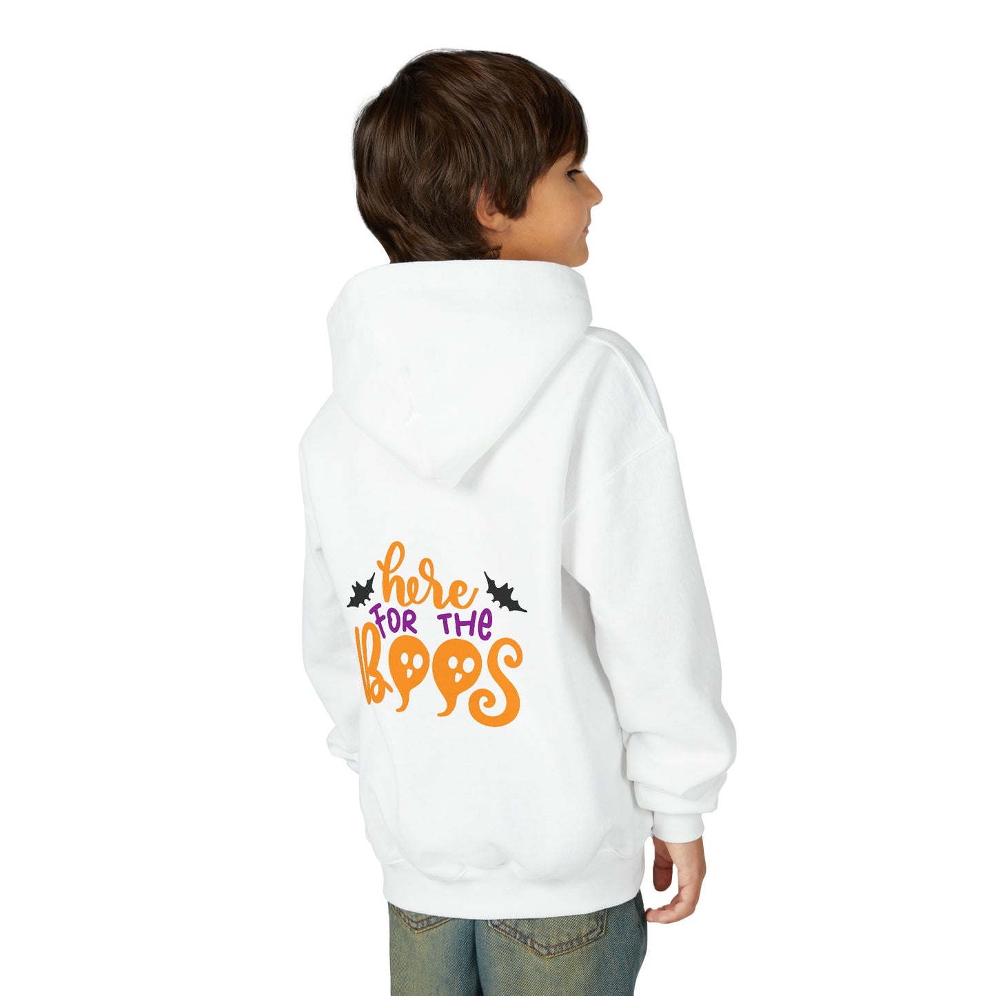 Halloween Youth Hoodie – "Here for the Boos" | Collection Elegance Wear Kids