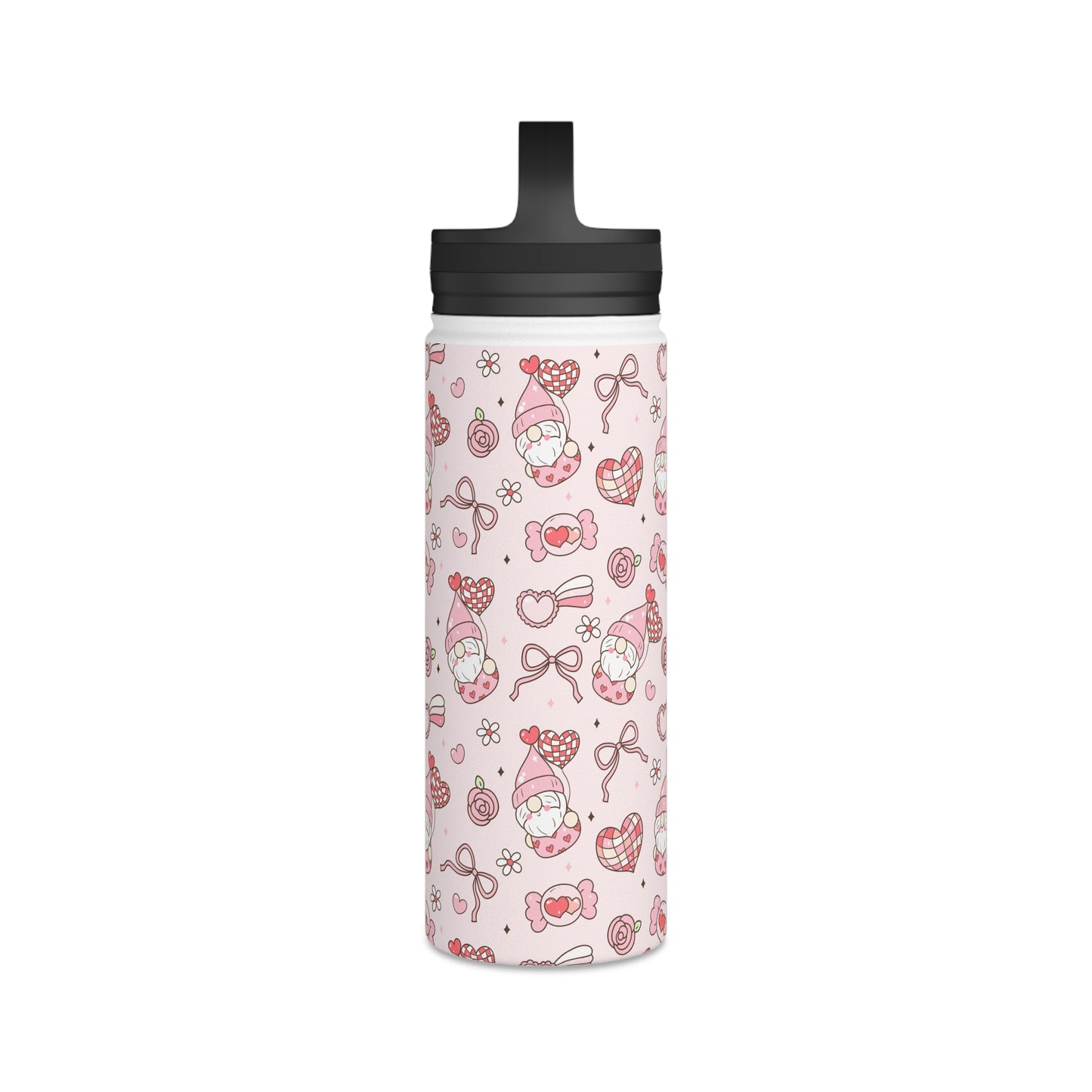 Cute Pink Gnome Stainless Steel Water Bottle, Fun Travel Mug, Gift for Gnome Lovers, Outdoor Hydration, Kids Birthday Favor