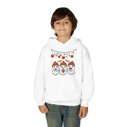 Halloween Ghosts Hooded Sweatshirt for Kids, Cozy Halloween Apparel, Fall Fashion, Spooky Season Gift, Youth Hoodie