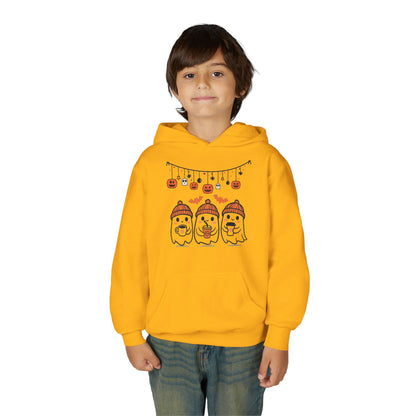 Halloween Ghosts Hooded Sweatshirt for Kids, Cozy Halloween Apparel, Fall Fashion, Spooky Season Gift, Youth Hoodie