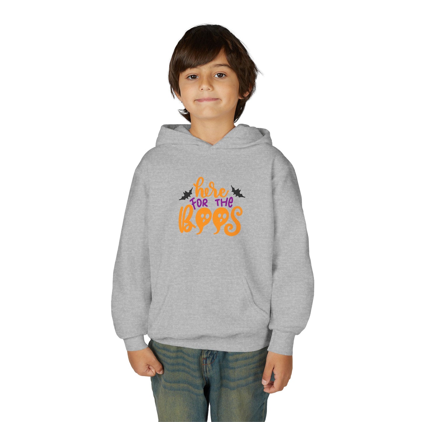 Halloween Youth Hoodie – "Here for the Boos" | Collection Elegance Wear Kids