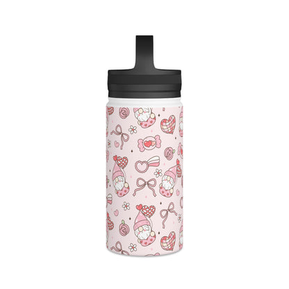 Cute Pink Gnome Stainless Steel Water Bottle, Fun Travel Mug, Gift for Gnome Lovers, Outdoor Hydration, Kids Birthday Favor