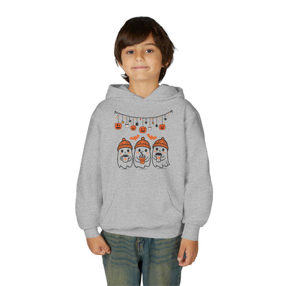 Halloween Ghosts Hooded Sweatshirt for Kids, Cozy Halloween Apparel, Fall Fashion, Spooky Season Gift, Youth Hoodie
