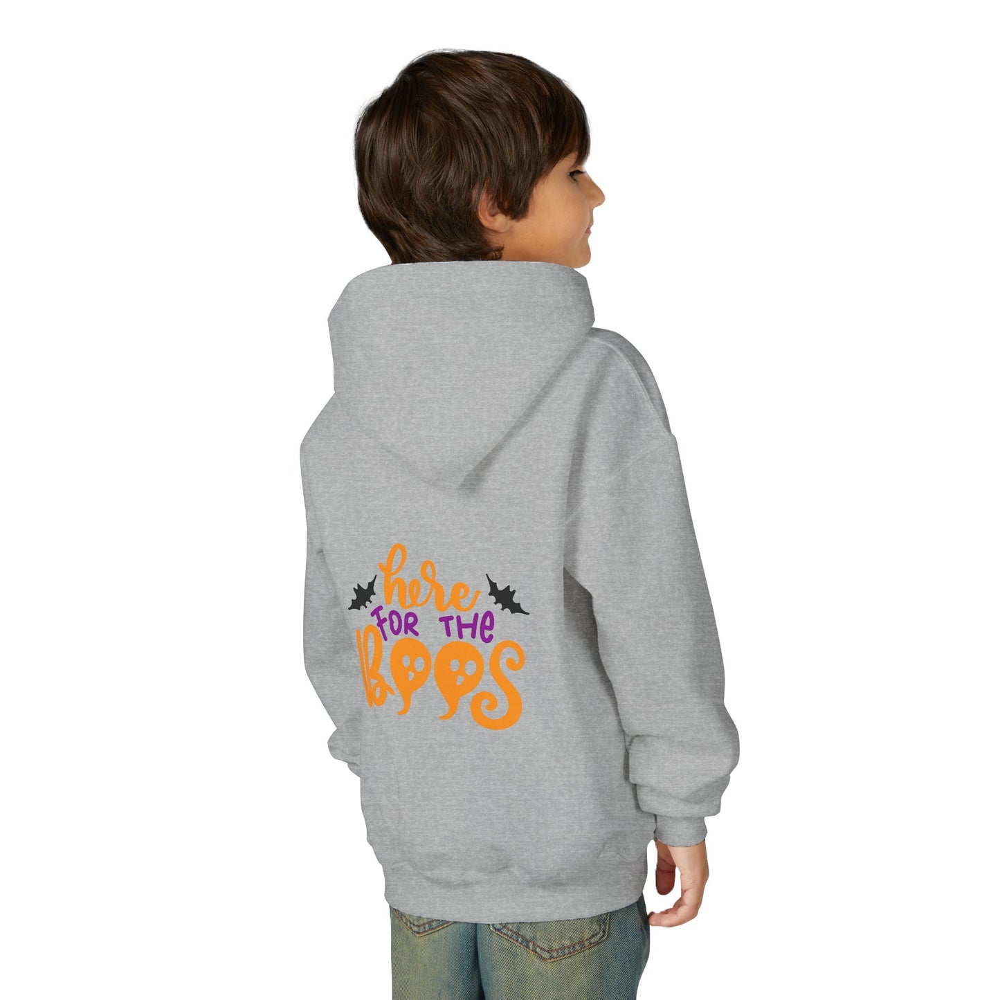 Halloween Youth Hoodie – "Here for the Boos" | Collection Elegance Wear Kids