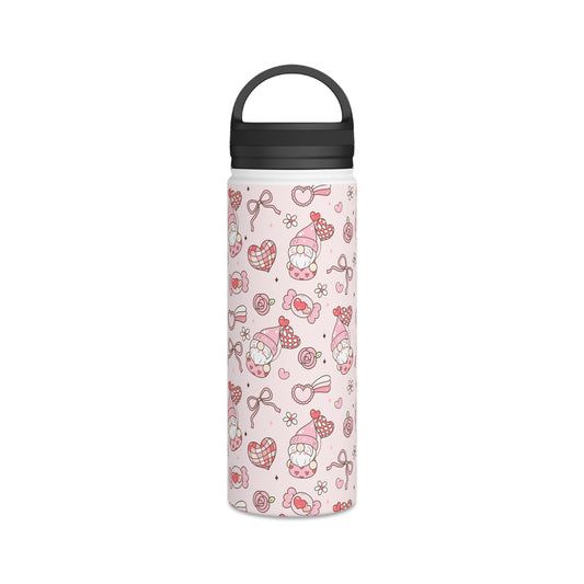 Cute Pink Gnome Stainless Steel Water Bottle, Fun Travel Mug, Gift for Gnome Lovers, Outdoor Hydration, Kids Birthday Favor