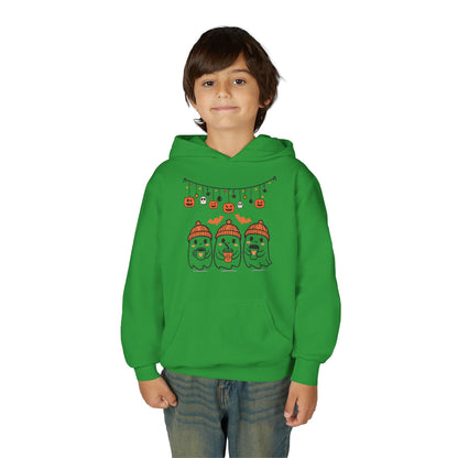 Halloween Ghosts Hooded Sweatshirt for Kids, Cozy Halloween Apparel, Fall Fashion, Spooky Season Gift, Youth Hoodie
