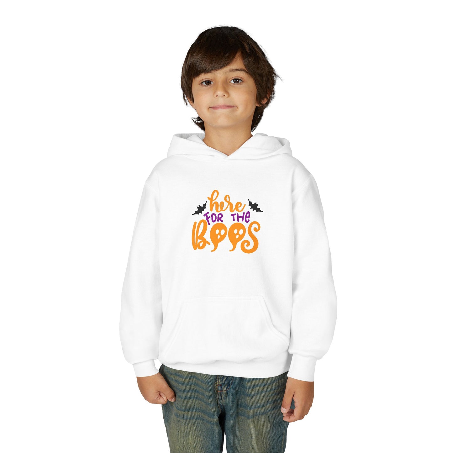 Halloween Youth Hoodie – "Here for the Boos" | Collection Elegance Wear Kids