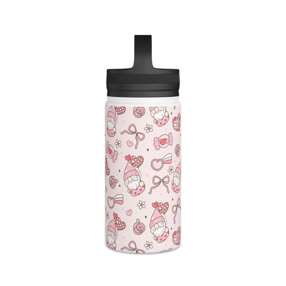 Cute Pink Gnome Stainless Steel Water Bottle, Fun Travel Mug, Gift for Gnome Lovers, Outdoor Hydration, Kids Birthday Favor