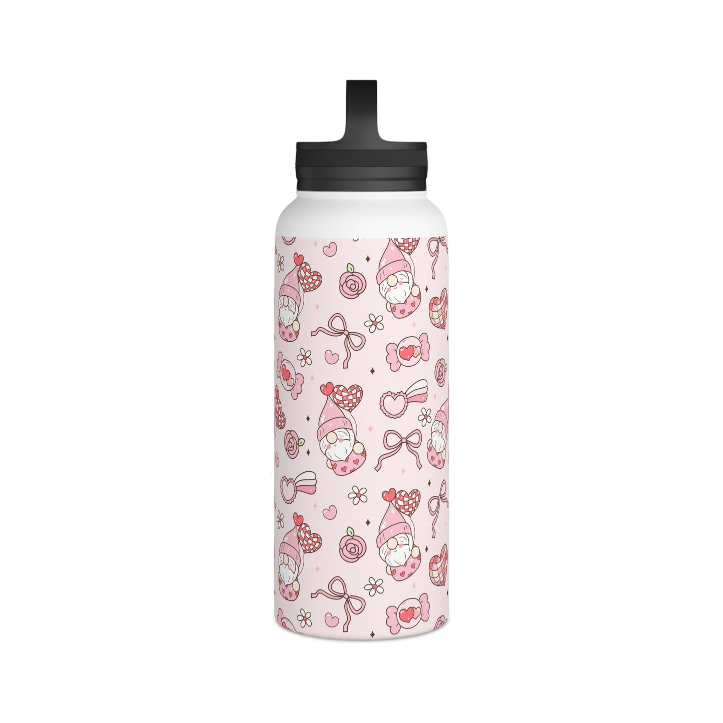 Cute Pink Gnome Stainless Steel Water Bottle, Fun Travel Mug, Gift for Gnome Lovers, Outdoor Hydration, Kids Birthday Favor
