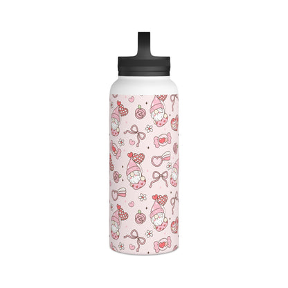 Cute Pink Gnome Stainless Steel Water Bottle, Fun Travel Mug, Gift for Gnome Lovers, Outdoor Hydration, Kids Birthday Favor