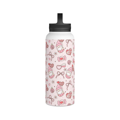 Cute Pink Gnome Stainless Steel Water Bottle, Fun Travel Mug, Gift for Gnome Lovers, Outdoor Hydration, Kids Birthday Favor